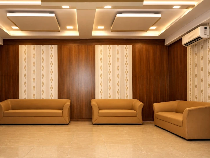 Interior with inefficient furniture placement and poor space use