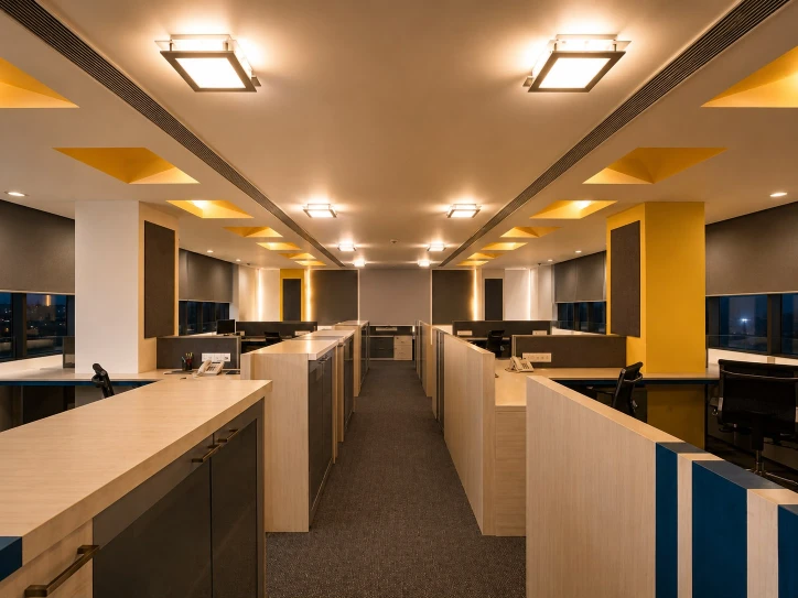Open-plan corporate workspace interior by M Studio