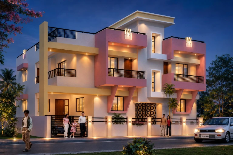 Line sketch of a modern home